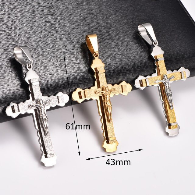 YULIN Halskette Edelstahl, Gold, Kreuz Anhänger, Unisex - Bild 1