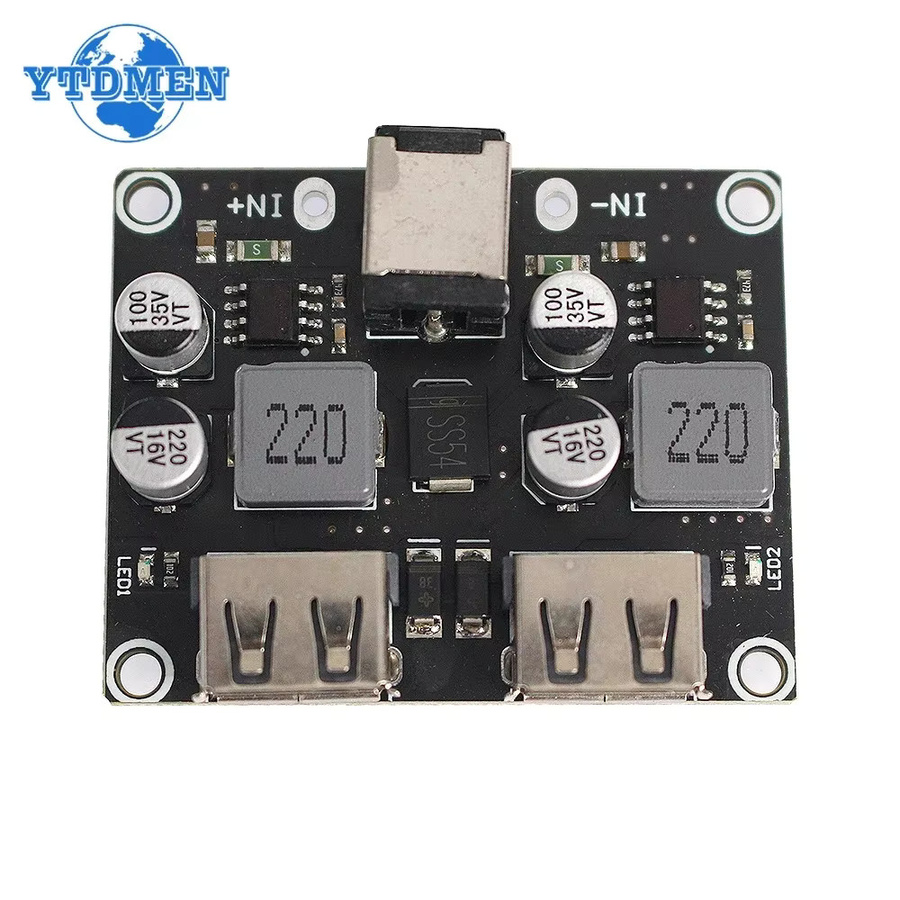 YTDMEN USB QC3.0 QC2.0 DC-DC Buck Converter Step-Down Modul Schnellladegerät Platine in Schwarz - Bild 3