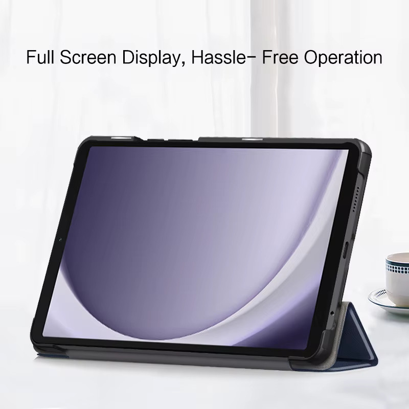 Samsung Galaxy Tab A9 8,7 Zoll Hülle SM-X110 SM-X115 X117 PU Flip Stand Cover in Schwarz - Bild 3