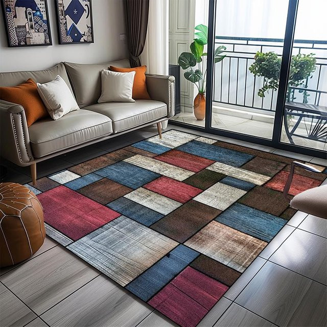 Karpetti Moderner Geometrischer Teppich Abstrakt, Waschbar und Rutschfest, Mehrfarbig, B: 160 cm, T: 100 cm - Bild 1