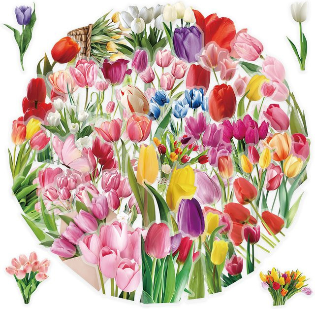 Tulpen-Dekorationsaufkleber von BulingBulingStickers Store, 52 Blatt, Mehrfarbig, DIY Bastelbedarf für Tagebuch und Planer - Bild 1