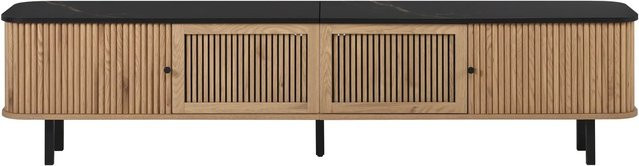 okwish TV Schrank mit Schiebetüren und Gittertüren für dein Wohnzimmer in Natur Eiche, B/T/H: 190 x 35 x 45 cm - Bild 1