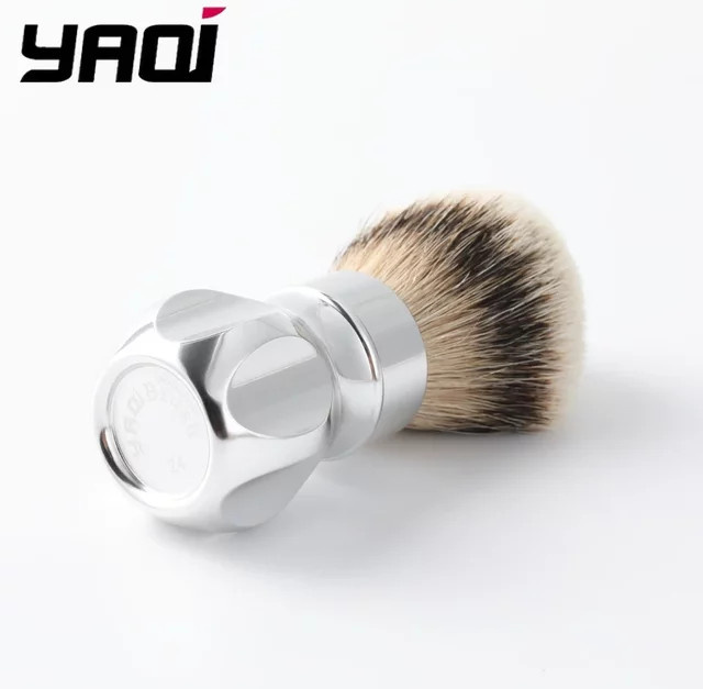 Yaqi Gemini Rasierpinsel für Herren, Silvertip Dachshaar, 24 mm - Bild 1