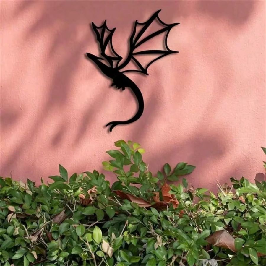 CIFBUY Drachen-Wandkunst aus Metall in Schwarz, 3er-Set Wanddekoration aus Eisen für Innen und Außen - Bild 2