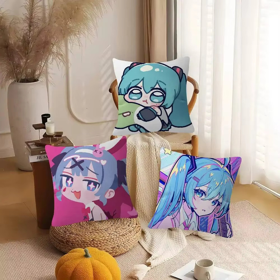 Dekorativer Anime Hatsune Miku Kissenbezug aus Polyester, B/H: 30 x 50 cm, Mehrfarbig - Bild 2