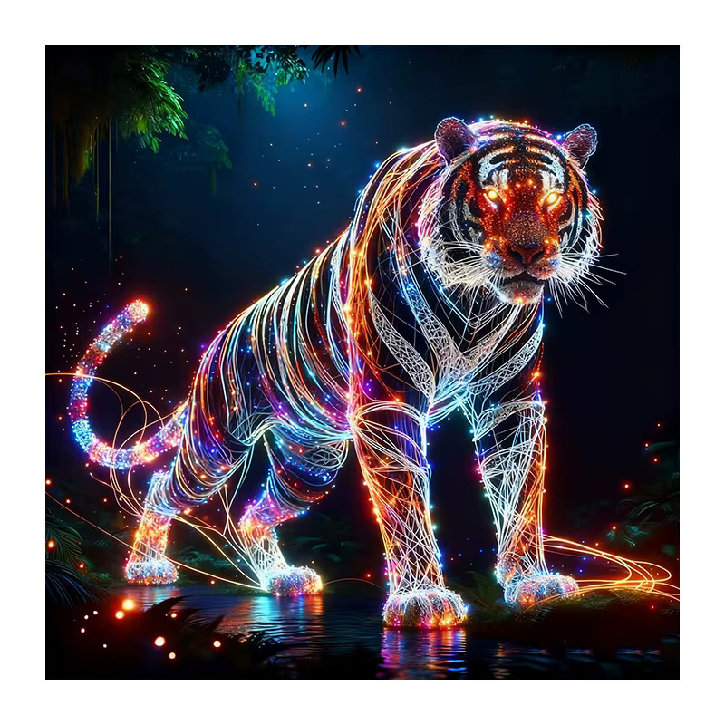 Huacan Rundes Diamantgemälde Tiger Mosaik Tierkunst in Mehrfarbig - Bild 4