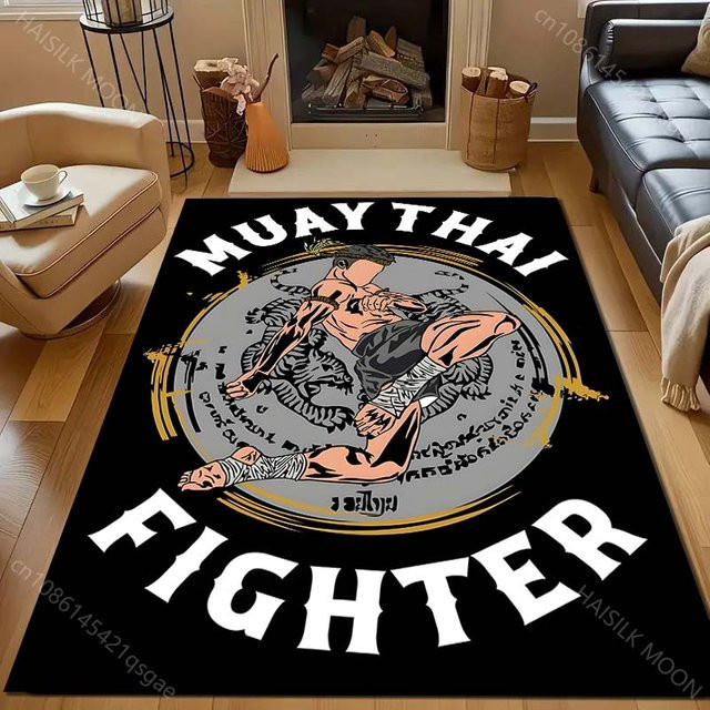 UQIDEHOME Muay Thai Print Teppich, Schwarz, B/T: 80 x 50 cm - Bild 1