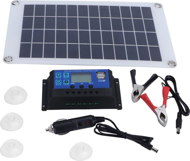 CosyHome Solarpanel-Kit 10 W 18 V Polysilizium-Photovoltaikmodul mit Solarladeregler in Grau und Blau - Bild 1