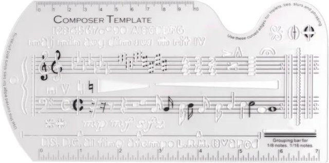Binchi Outdoor Product Musik Vorlagenlineal aus transparentem Kunststoff mit doppelten Skalen und Kurven zum Zeichnen von Notenblättern und Kompositionssymbolen - Bild 1