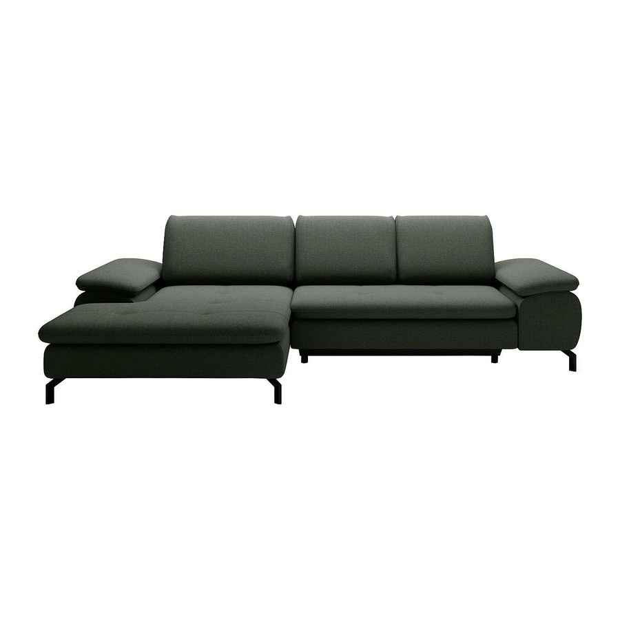 Vente-unique Schlafsofa Archibald in Grün mit L-Form und Armlehnen - Bild 2