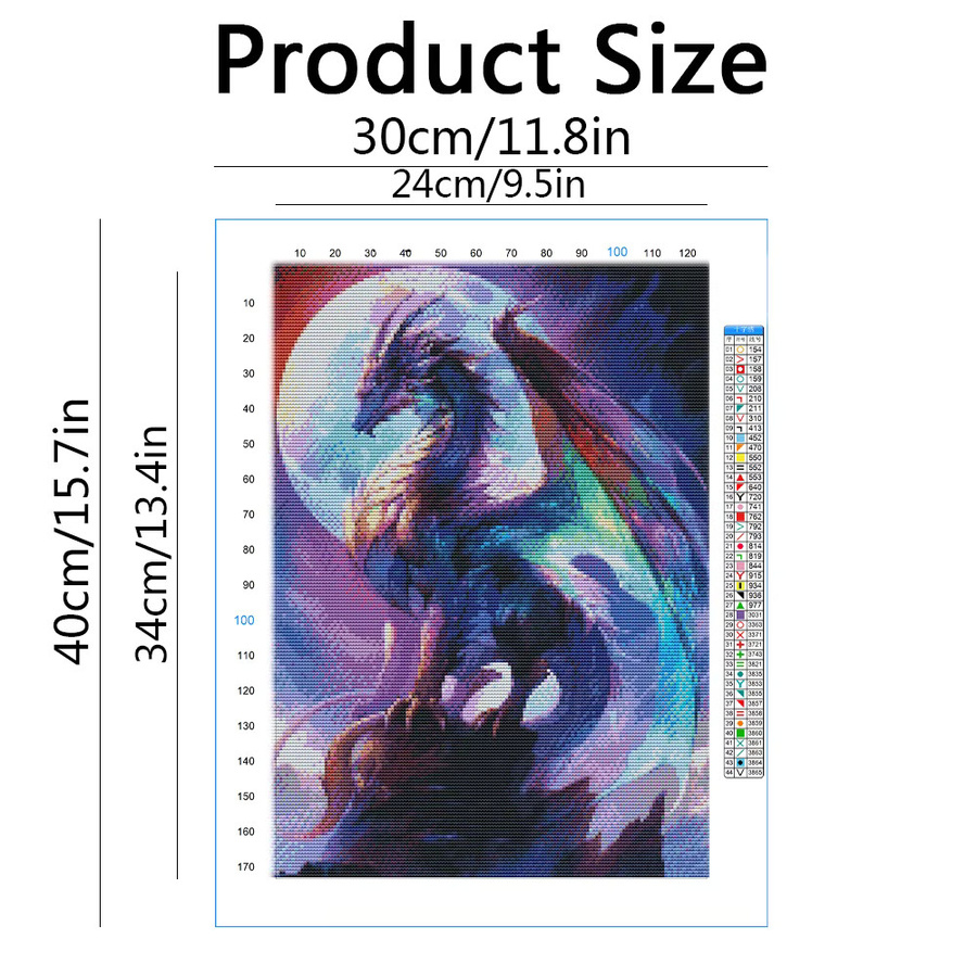Evershine 5D Kreuzstich-Set Drachen Mondbild Multicolour B/H: 40 x 30 cm - Bild 2