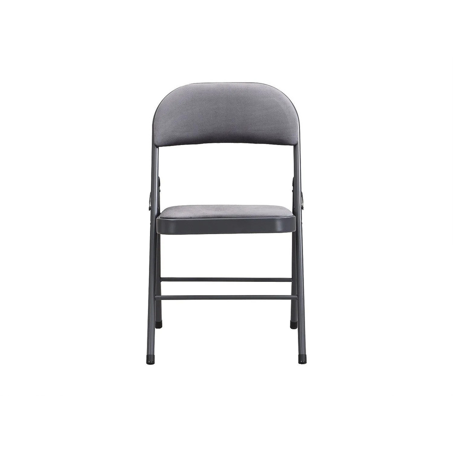 Vente-unique Stuhl Ortensia in Grau aus Samt und Metall mit einer Sitzhöhe von 46 cm - Bild 2