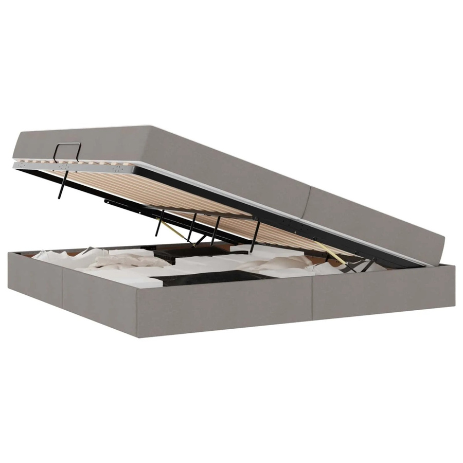 vidaXL Stauraumbett mit Matratze in Taupe, B/T: 200 x 200 cm - Bild 2
