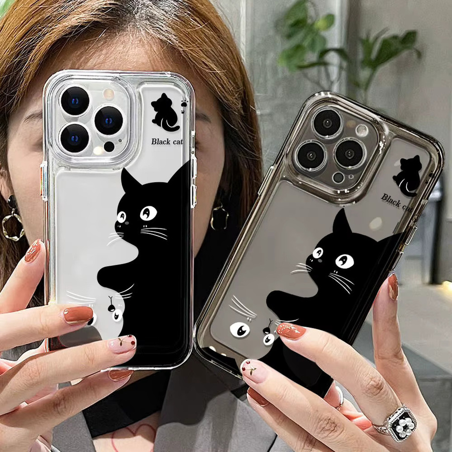 Transparente Handyhülle mit süßem Katzenmotiv für iPhone 16 Pro Max, 15, 14, 13, 12, 11, SE und weitere Modelle von AKABEILA - Bild 3