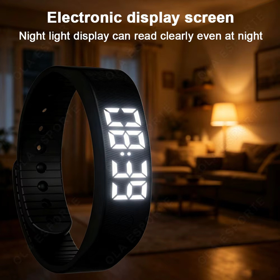 Ola Esporte Fitness Tracker Hw12 mit Schrittzähler und LED Digitalem Wecker, Schwarz, IP65 Wasserdicht - Bild 5