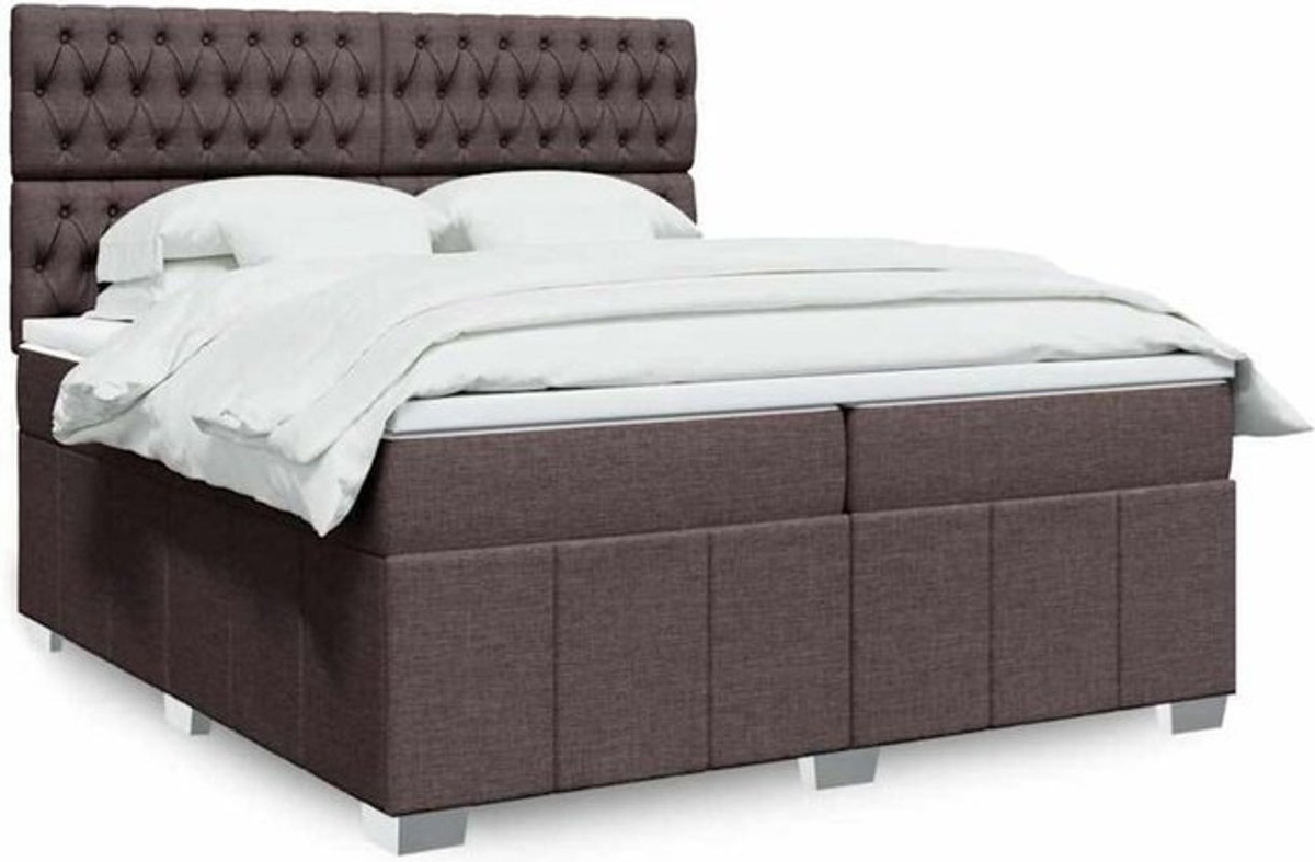 Vidaxl Boxspringbett mit Matratze aus Stoff in Braun, B/T/H: 200 x 200 x 150,5 cm - Bild 1
