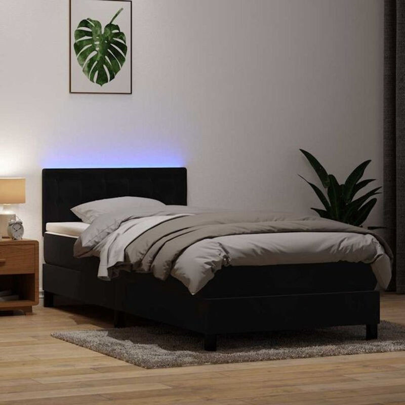 Vidaxl Boxspringbett mit Matratze aus Samt in Schwarz, Modernes Polsterbett, B: 90 cm, L: 210 cm - Bild 1