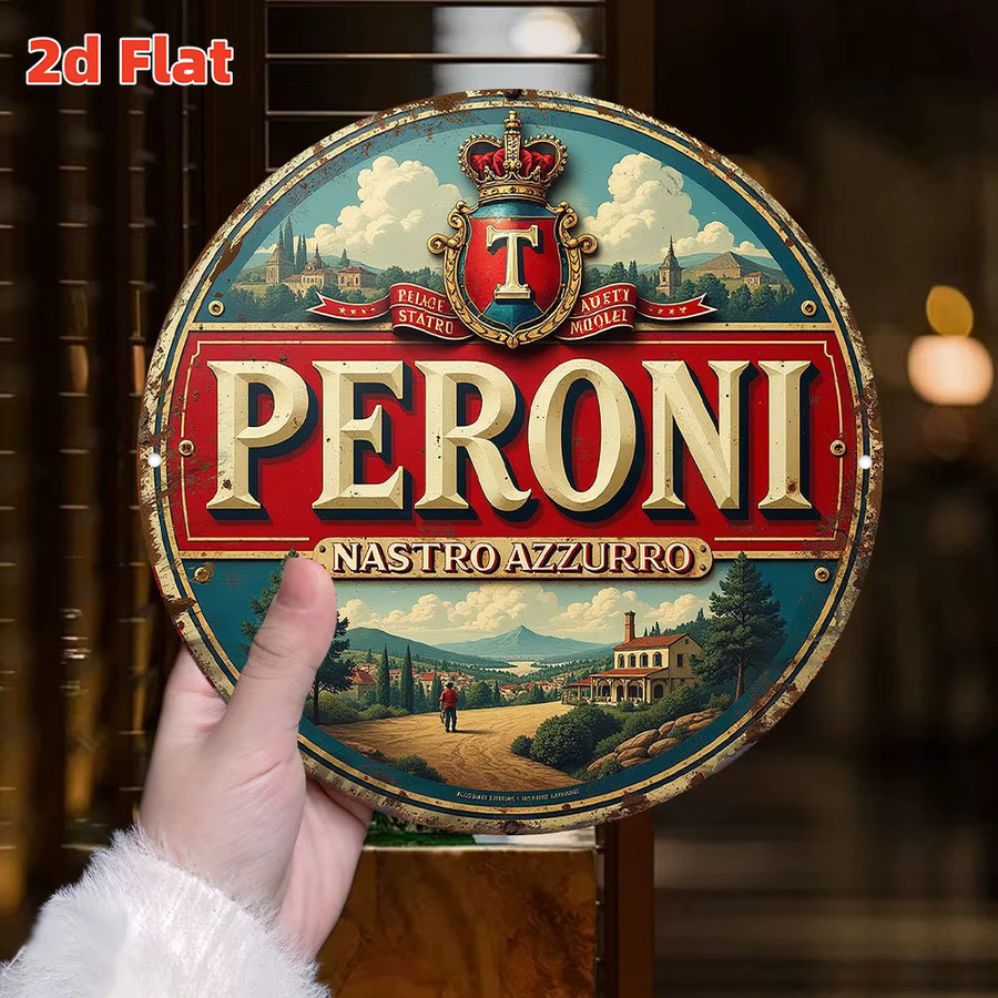 Peroni Beer Wanddekor aus Metall in Rot, Wandkunst-Schild für Innen- und Außenbereich, Breite: 20 cm, Höhe: 20 cm, Tiefe: 20 cm - Bild 3