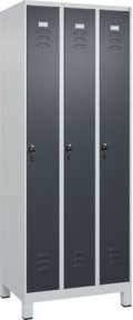C+P Spind Classic PLUS Garderobenschrank mit 3 Abteilen, Grau/Anthrazit, H x B x T: 195 x 75 x 50 cm - Bild 1