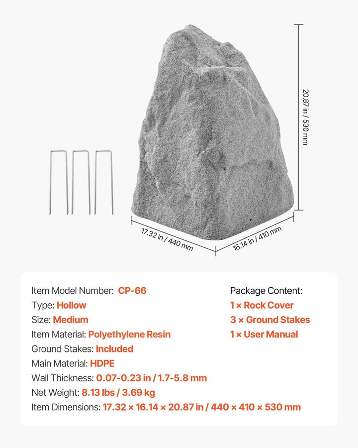 Buying Solutions, MB Künstlicher Felsen zur Abdeckung von Brunnenpumpen im Außenbereich, Grau, aus Polyethylenharz und HDPE - Bild 5