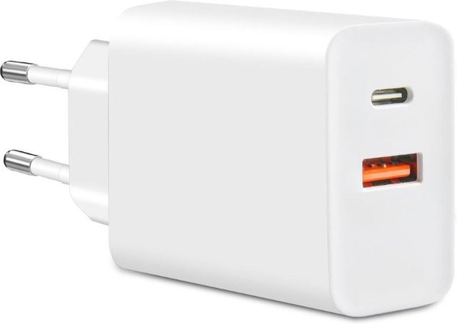 ChargeProX 20W PD Schnellladegerät mit USB-C und USB-A Dual-Port Wandladegerät in Weiß - Bild 1