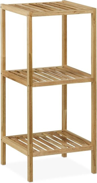 Relaxdays Badregal aus Walnussholz Natur mit offenen Ablagen, B/T/H: 80 x 35,5 x 35,5 cm - Bild 1