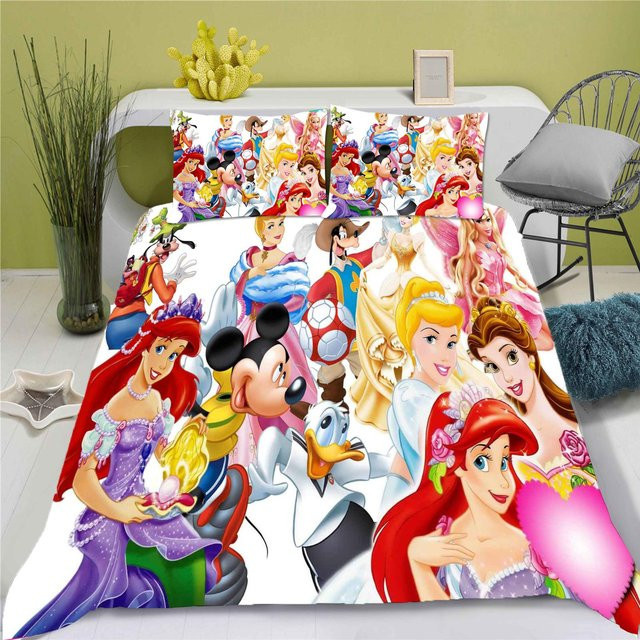 Somelli Disney Prinzessin Bettwäsche Set aus Polyester, 3-teilig, Mehrfarbig, B/H: 200 x 200 cm - Bild 1