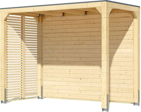 Karibu Holztechnik Pavillon Promajna Small aus Leimholz mit Rückwand und 2 Lamellenwänden in modernem Design