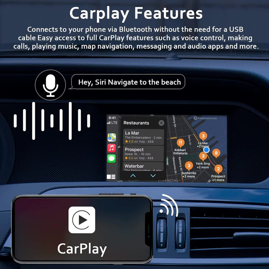 AUTOABC Drahtloses CarPlay und Android Auto Interface für Mercedes Benz NTG 4.5 System (2011–2015) A B C E Klasse GLA CLA GLK SLK CLS in Schwarz - Bild 2