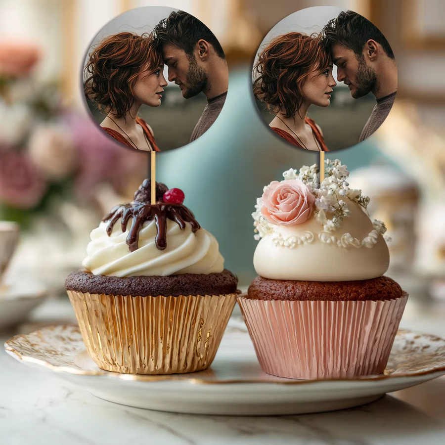 Individuell gestaltbare Cupcake-Dekoration mit Foto für Geburtstage und Hochzeiten von cyuan in Mehrfarbig - Bild 2