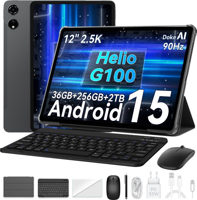 Blackview MEGA 3 Tablet-PC mit kabelloser Tastatur und Maus, 12,1 Zoll 2,5K FHD+ Display, Android 15, MTK G100 Octa-Core, 36GB RAM, 256GB ROM, 8800mAh, Grau/Schwarz - Bild 1