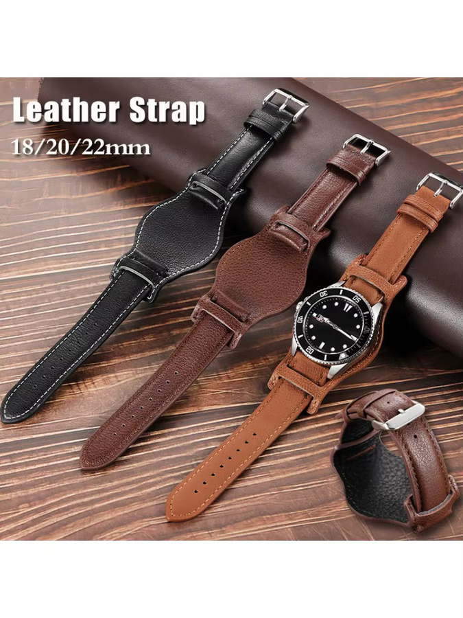 HQstrap Uhrenarmband Leder, Vintage, Schwarz, Unisex - Bild 5