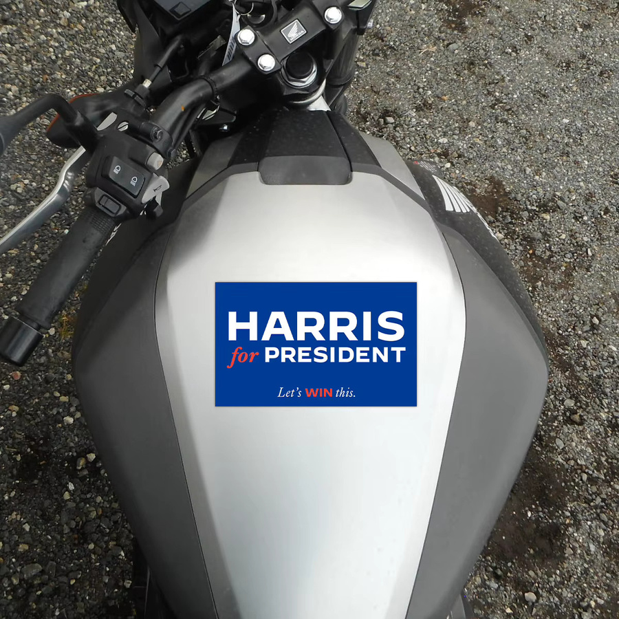 Wasserdichter Vinyl Aufkleber Kamala Harris für Präsident in Blau für Auto und Flaschen - Bild 4