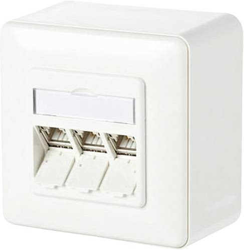 Metz Connect Netzwerkdose Aufputz CAT 6a mit 3 Ports in Reinweiß für Ethernet/LAN - Bild 1