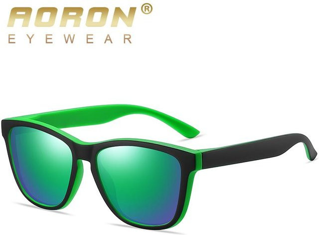 AORON Sonnenbrille, Vollrand, rechteckig, Kunststoff, schwarz/grün, Unisex, polarisiert - Bild 1