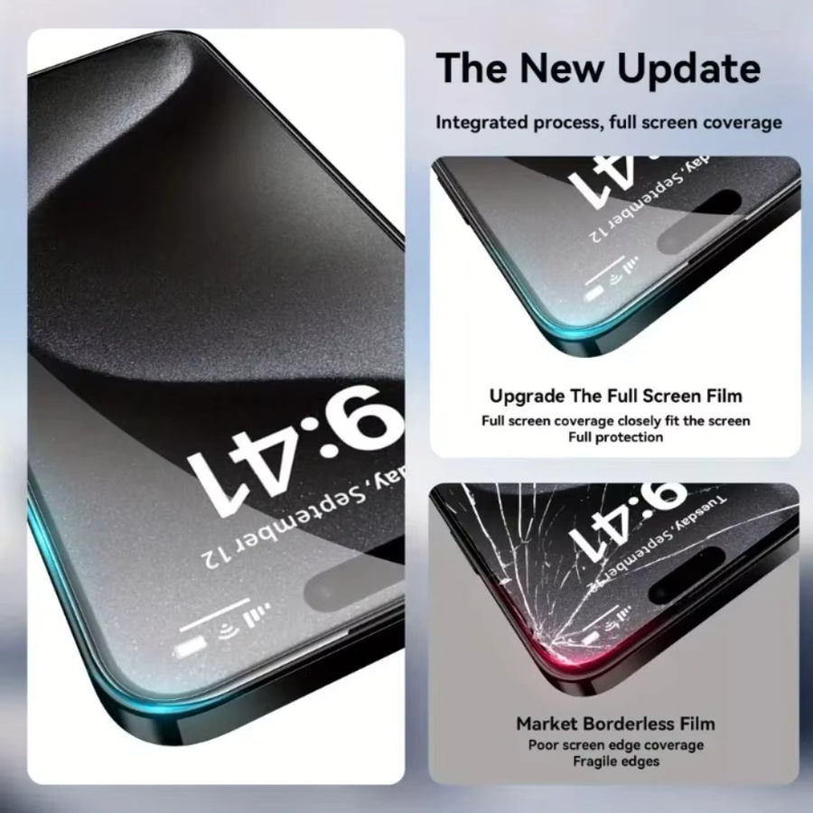 6-in-1 Displayschutz aus gehärtetem Glas mit Kameraobjektivschutz für iPhone 17 16 15 14 13 12 11 Pro Max und 17Air, transparent - Bild 2