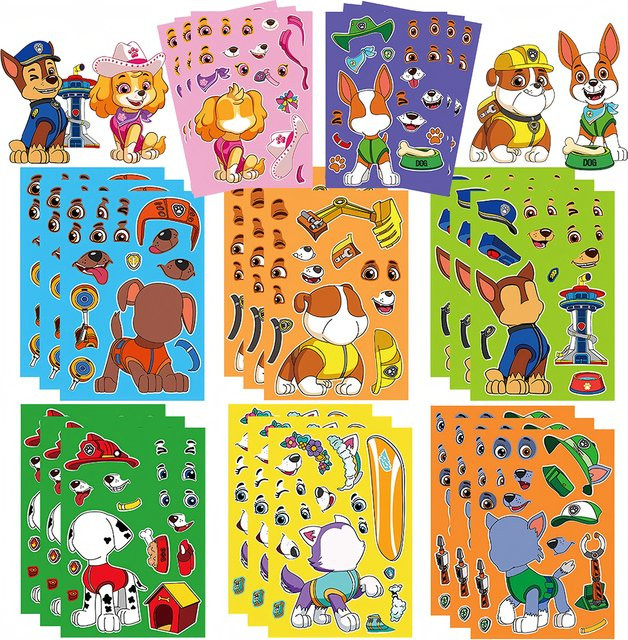 Paw Patrol Chase Make-a-Face, Puzzle-Aufkleber, 8-teiliges Set - Bild 1