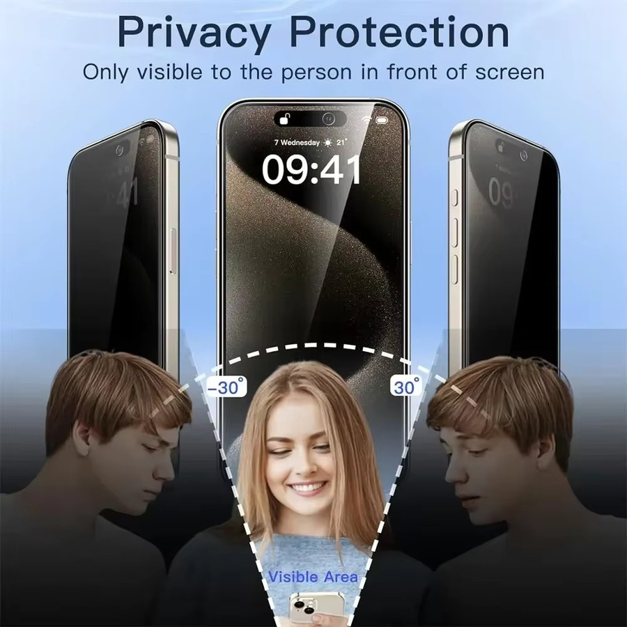 3-teiliges Sichtschutz Panzerglas Set für Apple iPhone 17 16 15 14 13 12 11 Pro Max Plus XR XS in Transparent mit 9H Härte - Bild 2