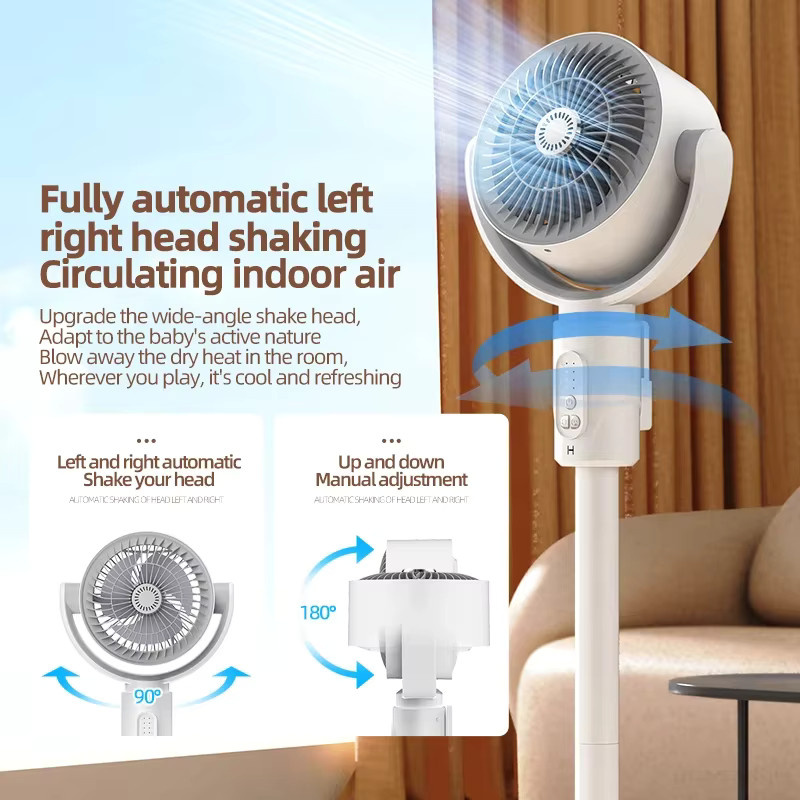 HOMEFISH Bodenventilator in Weiß mit Fernbedienung, leiser und leistungsstarker Standventilator mit 360-Grad-Zirkulation und höhenverstellbarer Funktion - Bild 5