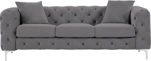 Vente-unique Chesterfield Sofa Edwina aus Samt in Anthrazitgrau, Breite: 220 cm - Bild 1