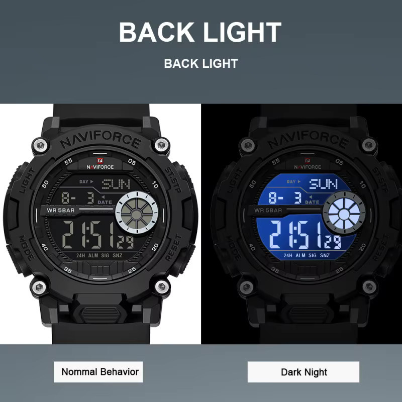NAVIFORCE Digitaluhr, Quarz, Kunststoff, Silikon, Schwarz, Herren - Bild 6