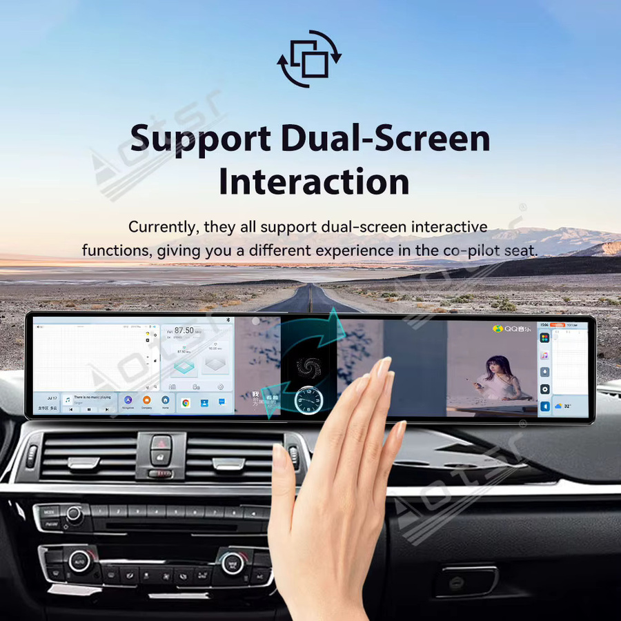 Aotsr Dual Screen Auto Radio für BMW 3er und 4er Serie F30 F31 F32 F34 F35 F36 (2013-2019) mit 12,3 Zoll Multimedia Einheit in Schwarz - Bild 2