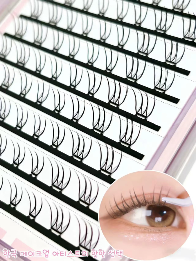 Mixiaohe Segmentierte Wimpern, 80 Cluster, 8-11mm, Schwarz - Bild 7
