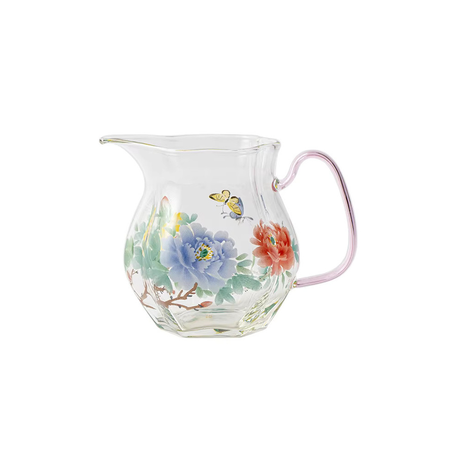 Transparentes Tee-Set aus Glas mit floralem Pfingstrosen-Design für Kung Fu Tee und Haushalt - Bild 4