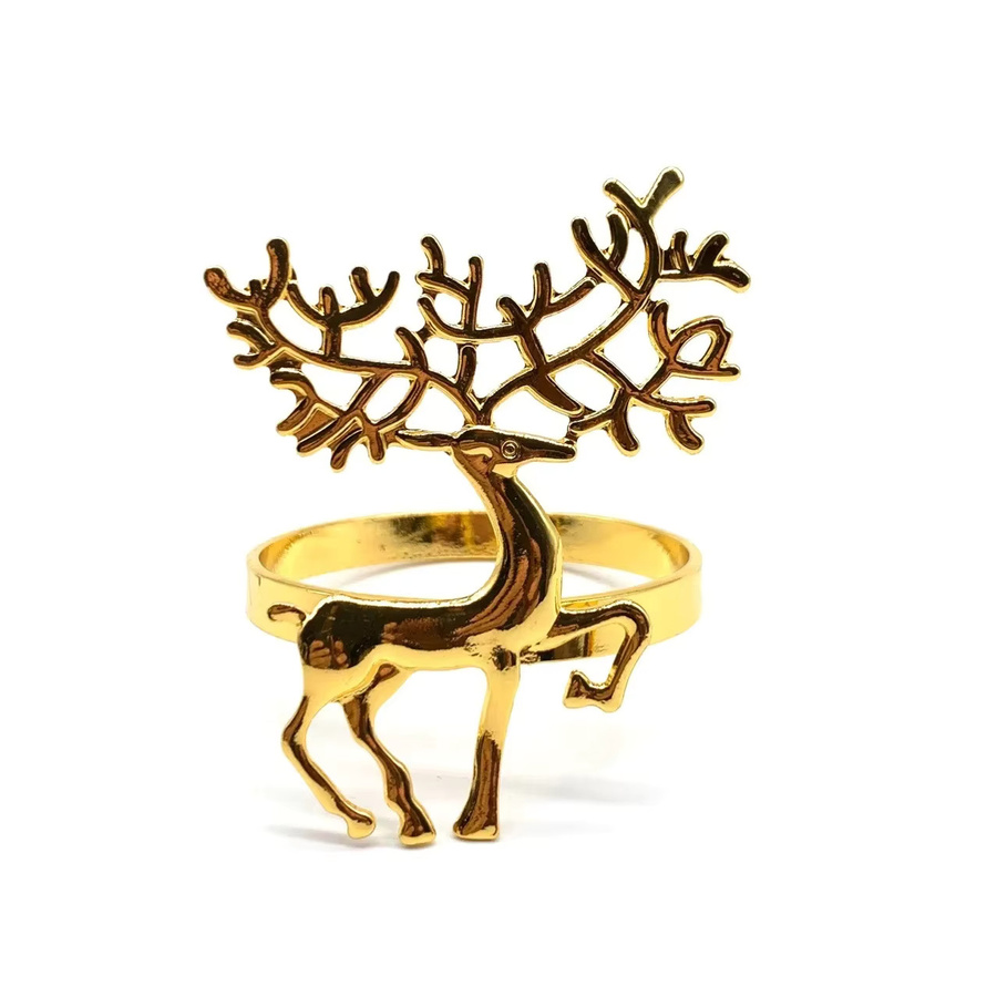 60 Stück dekorative Weihnachts-Serviettenringe in Gold und Silber mit Elch-Motiv aus Metall - Bild 4