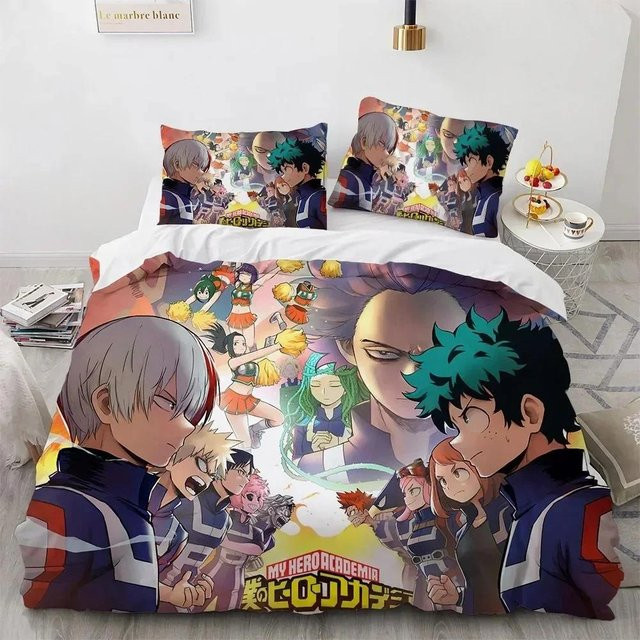 Binchi Fitness Bettwäscheset My Hero Academia mit 3D Anime Charakterprint, Bettbezug und Kissenbezug, Mehrfarbig, B/H: 200 x 200 cm - Bild 1