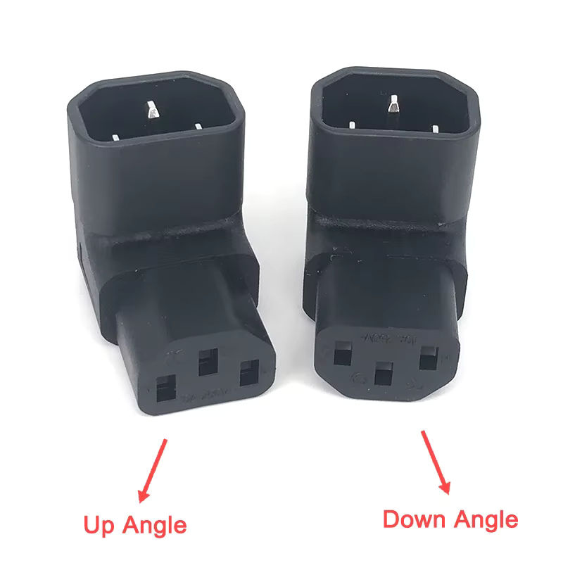 JCD AC-Adapter IEC 320 C14 auf C13, 3-poliger Stecker auf Buchse mit 90-Grad-Winkel, Schwarz - Bild 4