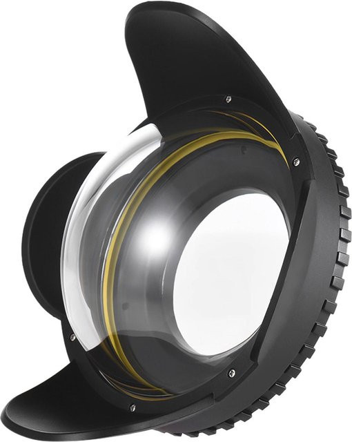MEIKON Unterwasserkamera Gehäuse mit 200 mm Fisheye Weitwinkelobjektiv, Dome Port und Schattenabdeckung, Schwarz, bis 60 m Tiefe - Bild 1