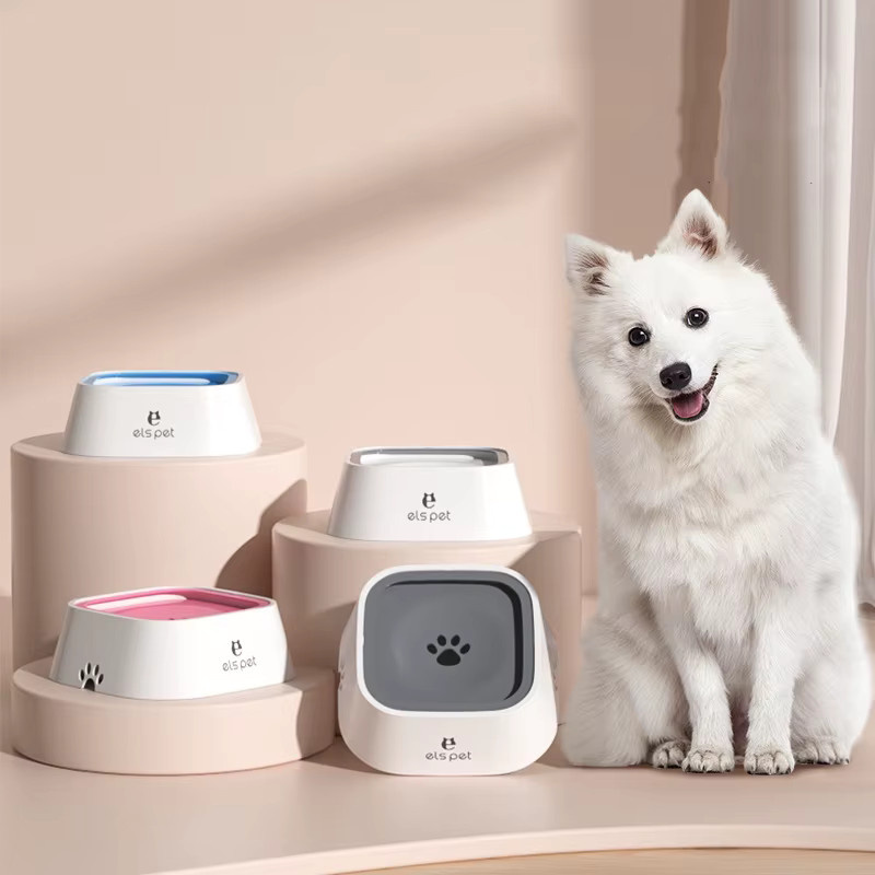 Booteely Automatischer Haustier-Wassernapf für Hunde und Katzen, auslaufsicher mit schwimmender Schüssel, Grau/Weiß - Bild 3