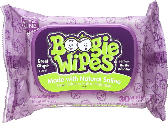 Boogie Wipes milde salzhaltige Nasentücher mit Traubengeschmack für Kinder, 30 Blatt, Blue - Bild 1